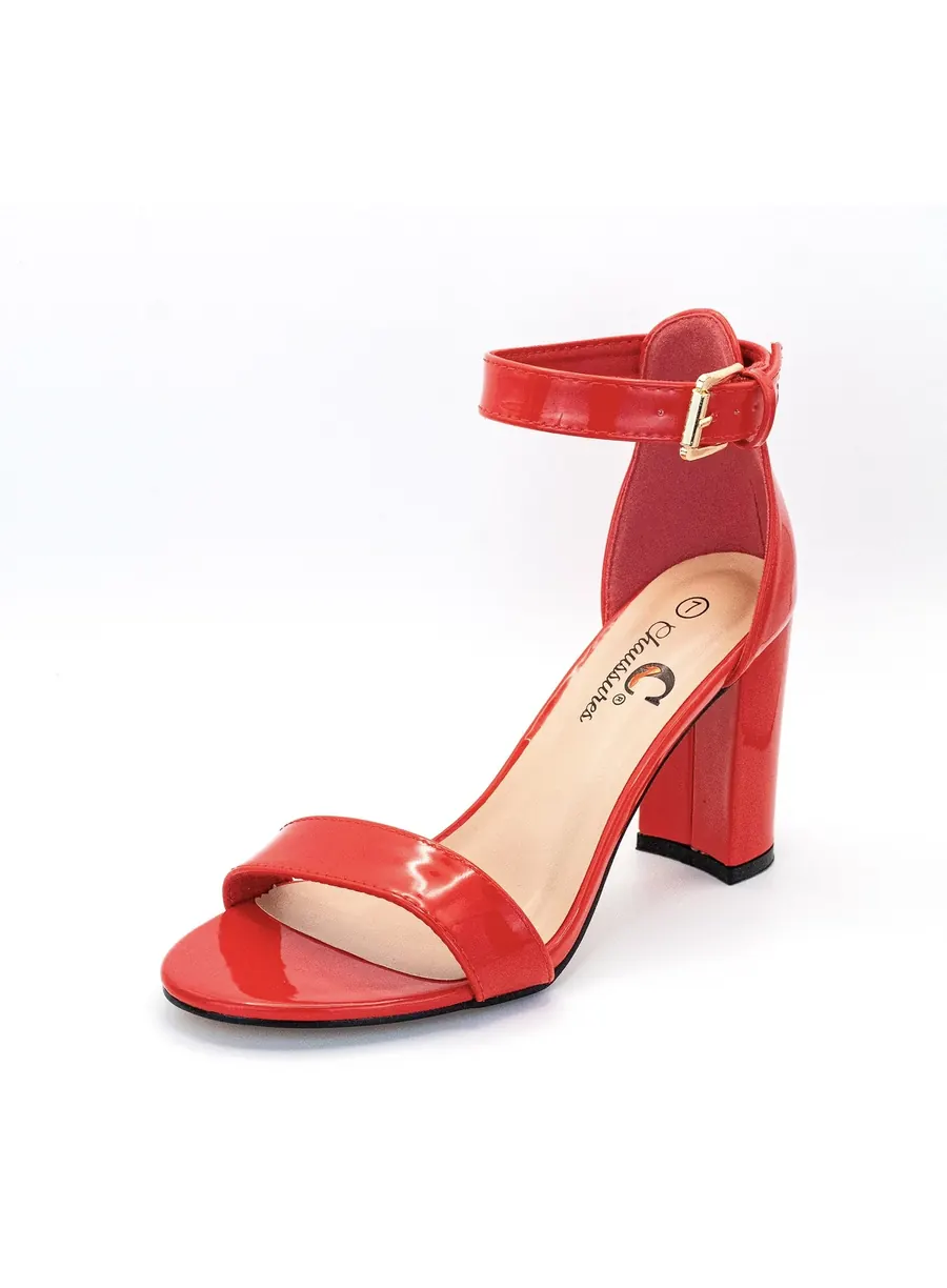 Charlita block heel sandal in Red